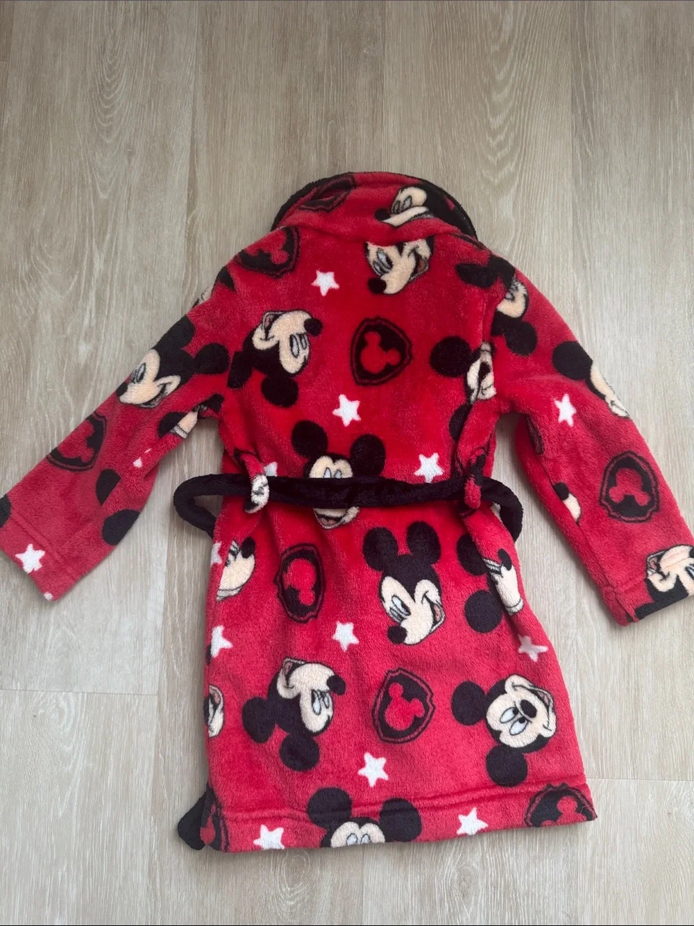 Disney Red Mickey Plush Kids Robe with Black Trim